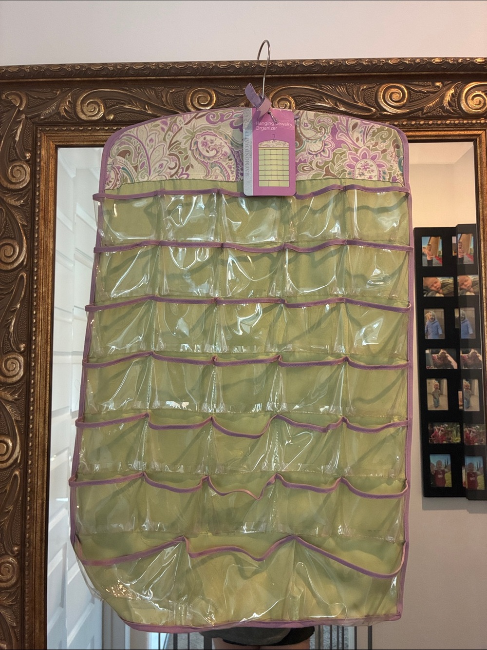 Over-the-Door Clear Pocket Organizer in Green and Purple
